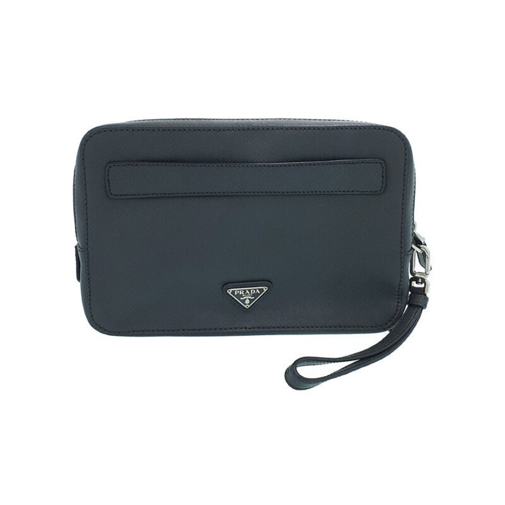 Prada Saffiano Leather Clutch Bag Black